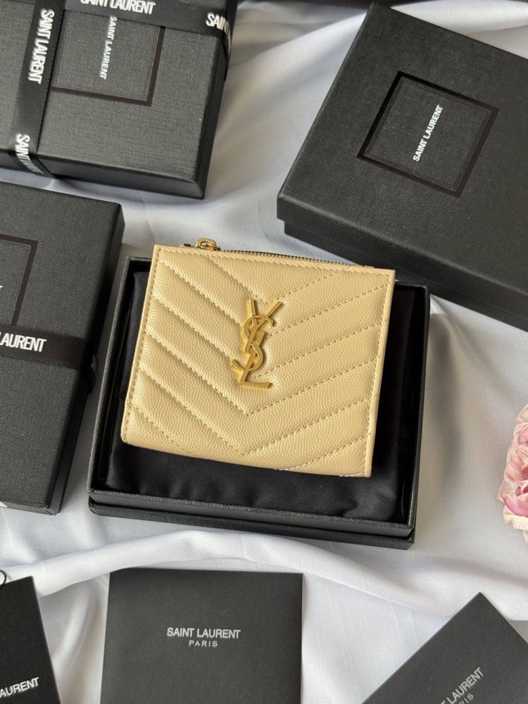 【AT10654】サンローラン(YSL) ソフトレザーウォレット ハンドバッグ用 薄型高級 小銭入れ付き | Saint Laurent