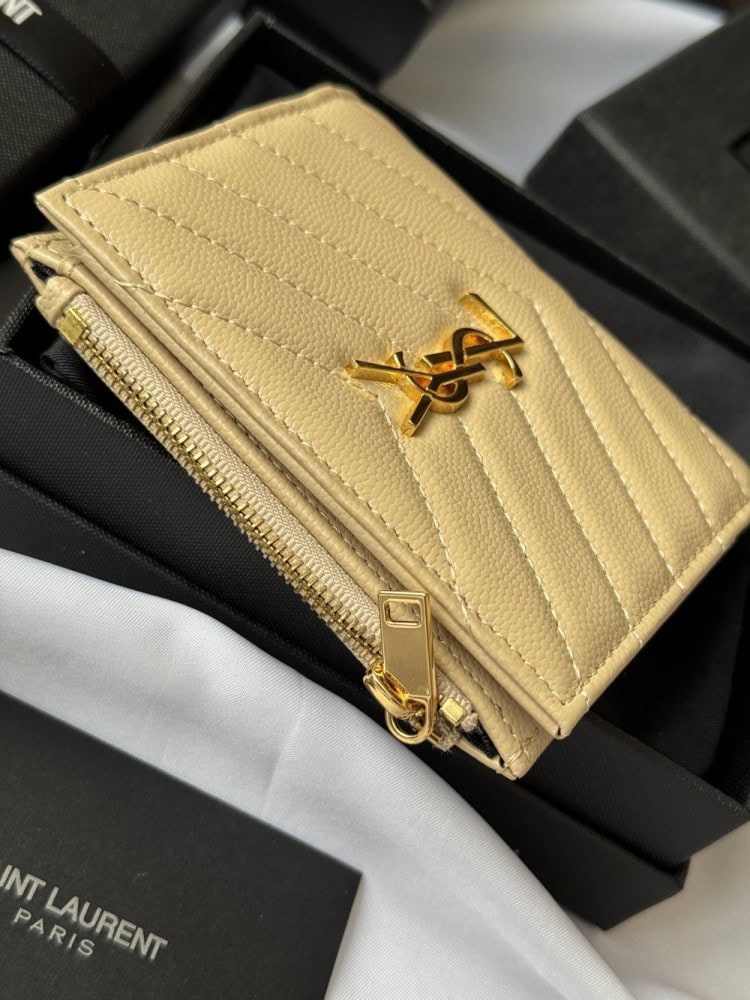 【AT10654】サンローラン(YSL) ソフトレザーウォレット ハンドバッグ用 薄型高級 小銭入れ付き | Saint Laurent