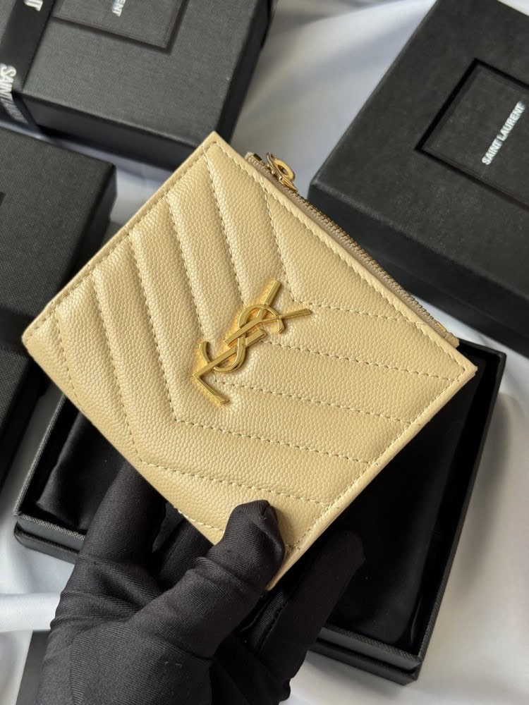 【AT10654】サンローラン(YSL) ソフトレザーウォレット ハンドバッグ用 薄型高級 小銭入れ付き | Saint Laurent