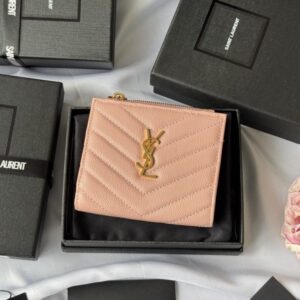 【AT10655】サンローランYSLピンクレザーウォレット – 高級感溢れるファッションアイテム | YSL