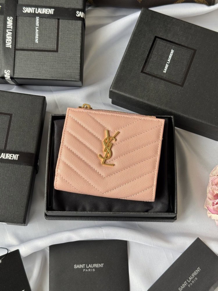 【AT10655】サンローランYSLピンクレザーウォレット – 高級感溢れるファッションアイテム | YSL