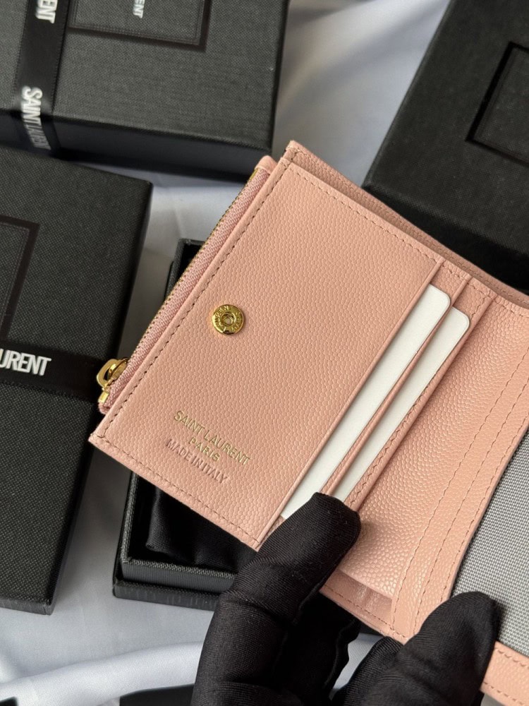 【AT10655】サンローランYSLピンクレザーウォレット – 高級感溢れるファッションアイテム | YSL