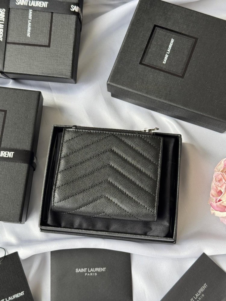 【AT10659】セント ローラン YSL キャビア レザー カードケース ラグジュアリー バッグ | Yves Saint Laurent