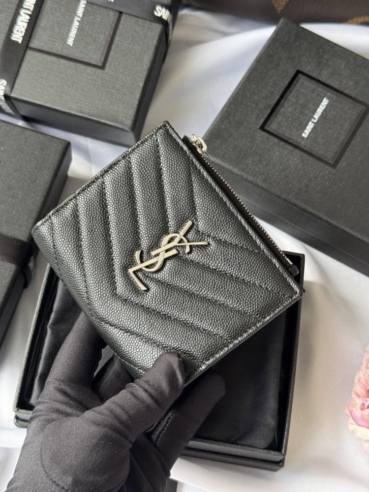 【AT10659】セント ローラン YSL キャビア レザー カードケース ラグジュアリー バッグ | Yves Saint Laurent