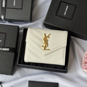 【AT10663】Saint Laurentの高級球面牛革三つ折り財布 - 贅沢なエレガンスと実用性を兼ね備えた最高級アクセサリー | YSL