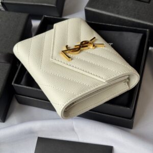 【AT10663】Saint Laurentの高級球面牛革三つ折り財布 - 贅沢なエレガンスと実用性を兼ね備えた最高級アクセサリー | YSL