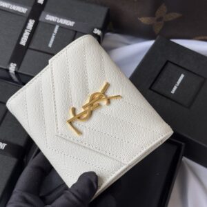 【AT10663】Saint Laurentの高級球面牛革三つ折り財布 - 贅沢なエレガンスと実用性を兼ね備えた最高級アクセサリー | YSL