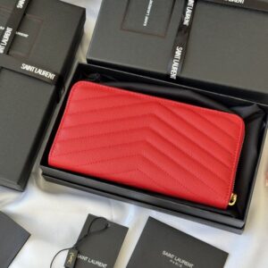 【AT10672】セイントローランYSLフィッシュスキン柄牛革ウォレット- 高級素材と洗練されたデザイン | Saint Laurent