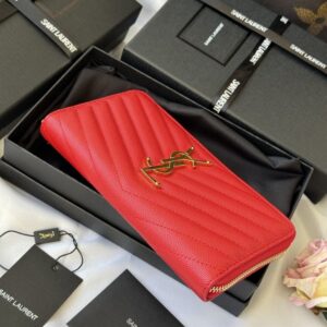 【AT10672】セイントローランYSLフィッシュスキン柄牛革ウォレット- 高級素材と洗練されたデザイン | Saint Laurent