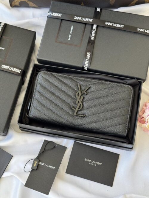 【AT10673】サンローランエレガントなキャビアスキンクラシックウォレット | Saint Laurent Paris