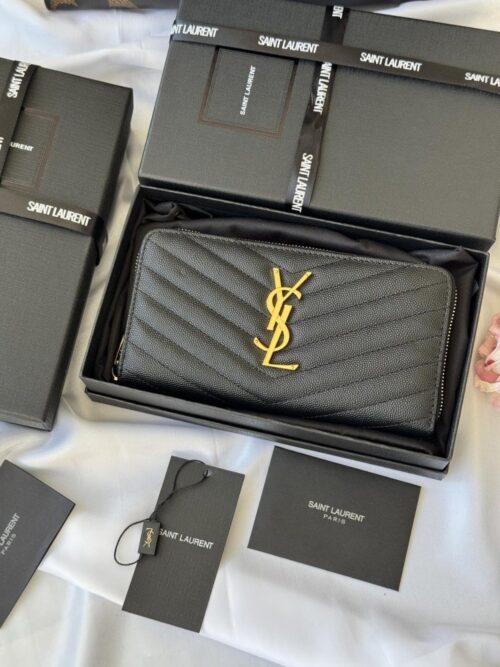 【AT10675】サンローラン（Saint Laurent）フィッシュスキン柄カーフスキン財布 YSLロゴ入り | YSL