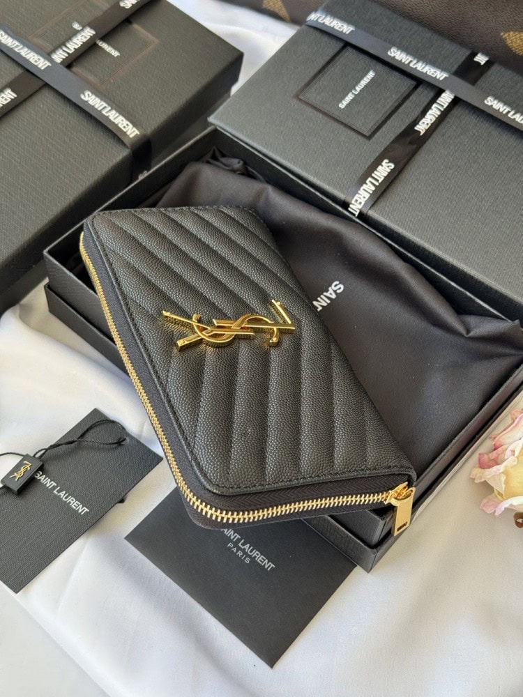 【AT10675】サンローラン（Saint Laurent）フィッシュスキン柄カーフスキン財布 YSLロゴ入り | YSL