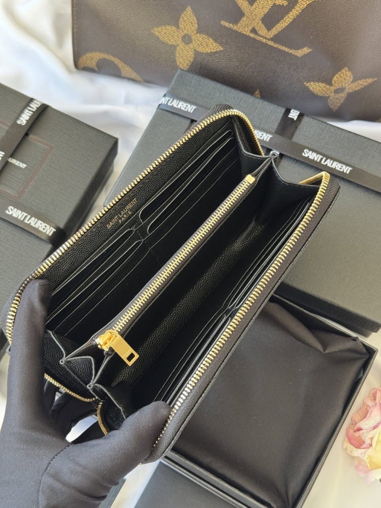 【AT10675】サンローラン（Saint Laurent）フィッシュスキン柄カーフスキン財布 YSLロゴ入り | YSL