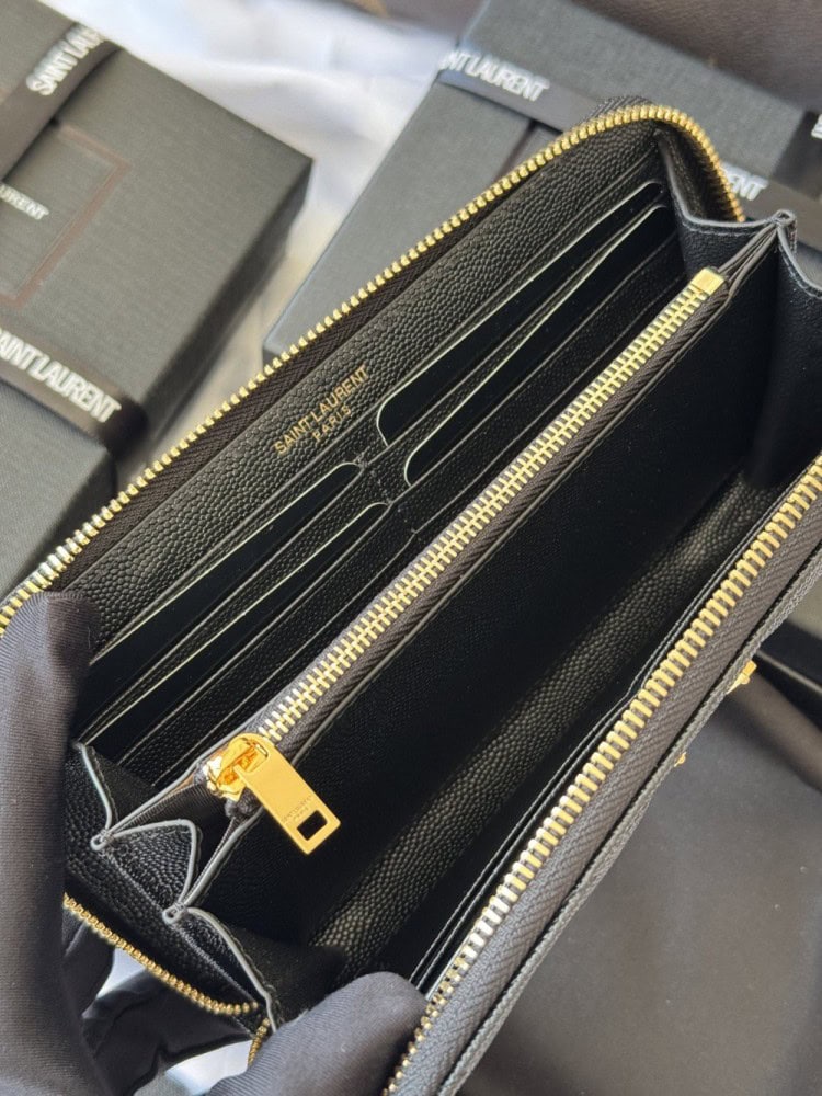 【AT10675】サンローラン（Saint Laurent）フィッシュスキン柄カーフスキン財布 YSLロゴ入り | YSL