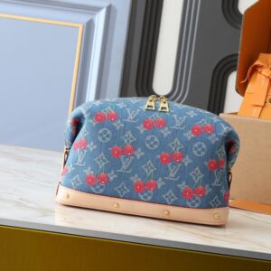 【AT11071】ルイ・ヴィトン × 村上隆  デニムチェリー刺繍大型ポーチ | Louis Vuitton Malletier