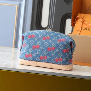 【AT11071】ルイ・ヴィトン × 村上隆  デニムチェリー刺繍大型ポーチ | Louis Vuitton Malletier