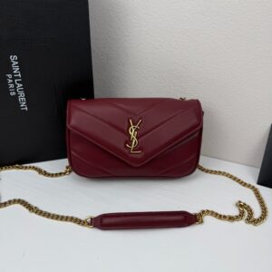 【AT11080】サンローラン クラシックミニLOULOUシリーズ ワインレッドの小羊革チェーンバッグ | Saint Laurent Paris