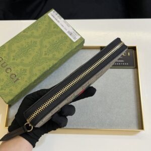 【AT11091】グッチGGスプリームキャンバスウォレット、赤緑ストライプアクセント | Gucci Firenze