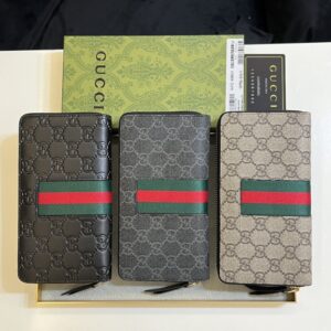 【AT11091】グッチGGスプリームキャンバスウォレット、赤緑ストライプアクセント | Gucci Firenze