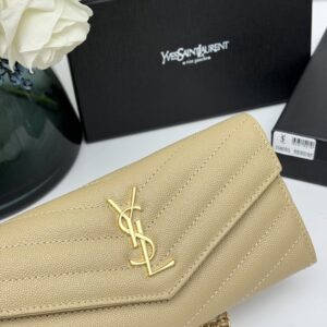 【AT11111】サンローランYSL 長財布 - エレガントな粒子牛革製ウォレット、高級感と洗練されたデザイン | Saint Laurent Paris