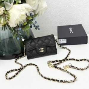 【AT11119】シャネル カビアレザーチェーンコインケース | Chanel