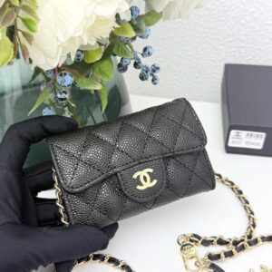 【AT11119】シャネル カビアレザーチェーンコインケース | Chanel