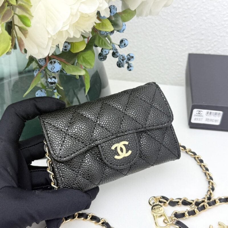 【AT11119】シャネル カビアレザーチェーンコインケース | Chanel