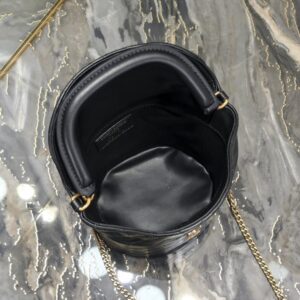 【AT11127】セント ローラン ラムスキン バケットバッグ、クラシック ブラック ショルダーバッグ | Yves Saint Laurent
