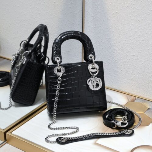 【AT11132】ディオール(Dior) Lady Dior クラシックプリンセスバッグ：高級クロコダイル柄牛革のミニサイズバッグ | Dior Paris