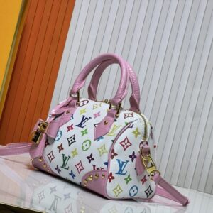 【AT11152】ルイ・ヴィトン × 村上隆コラボ Speedy ハンドバッグ - 鮮やかなモノグラムとピンクワニ革の個性的アートファッション | Louis Vuitton