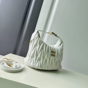 【AT11282】Miu Miu プリーツ加工レザーハンドバッグ 新鮮なエレガントさを体現する柔らかな羊革製女性用バッグ | Miu Miu