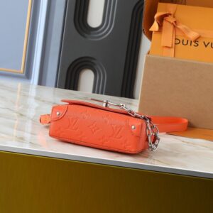【AT11321】ルイヴィトンのスチーマーミニハンドバッグ - 豪華なオレンジレッドの牛革 - 18.0 x 11.0 x 6.5 cm | Louis Vuitton Paris