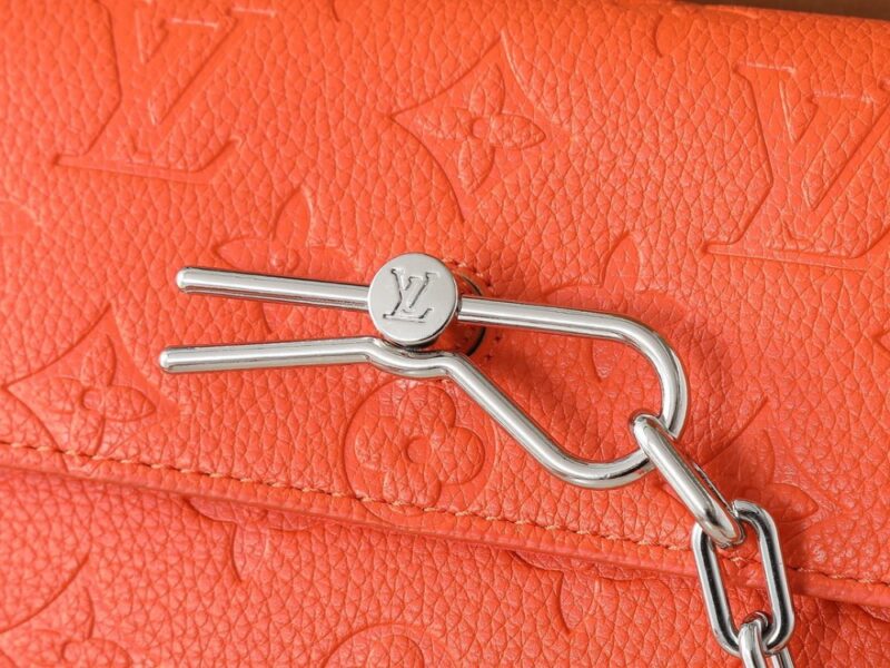 【AT11321】ルイヴィトンのスチーマーミニハンドバッグ - 豪華なオレンジレッドの牛革 - 18.0 x 11.0 x 6.5 cm | Louis Vuitton Paris