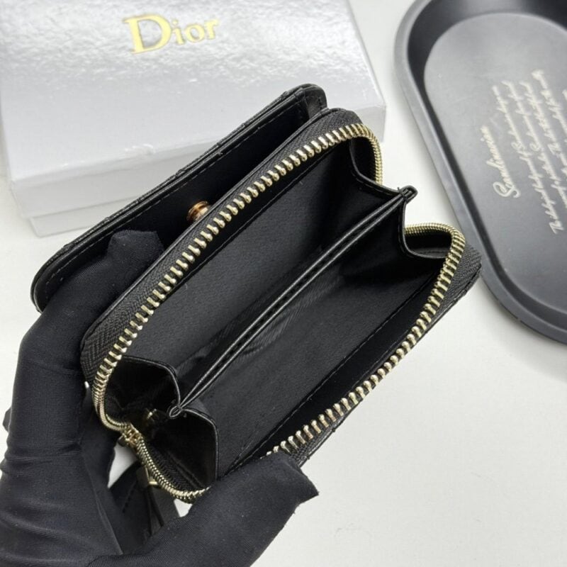 【AT11369】ディオールのクラシックレディー羊革財布 - 優雅なダイヤモンド柄と豪華な黒デザイン | Dior