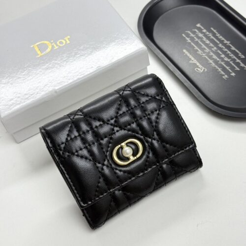 【AT11371】ディオールのクラシックなダイヤ柄羊革小さい財布 | Dior Paris