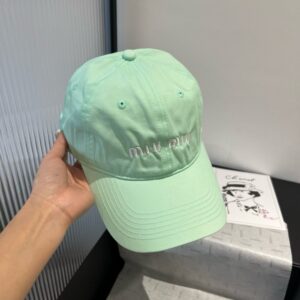 【AT11946】ミウミウ Miu Miu ロゴ刺繍入りミントグリーン野球帽 | Miu Miu