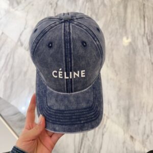 【AT11959】高級なCelineデニムブルー ベースボールキャップ | Céline