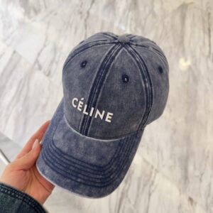 【AT11959】高級なCelineデニムブルー ベースボールキャップ | Céline