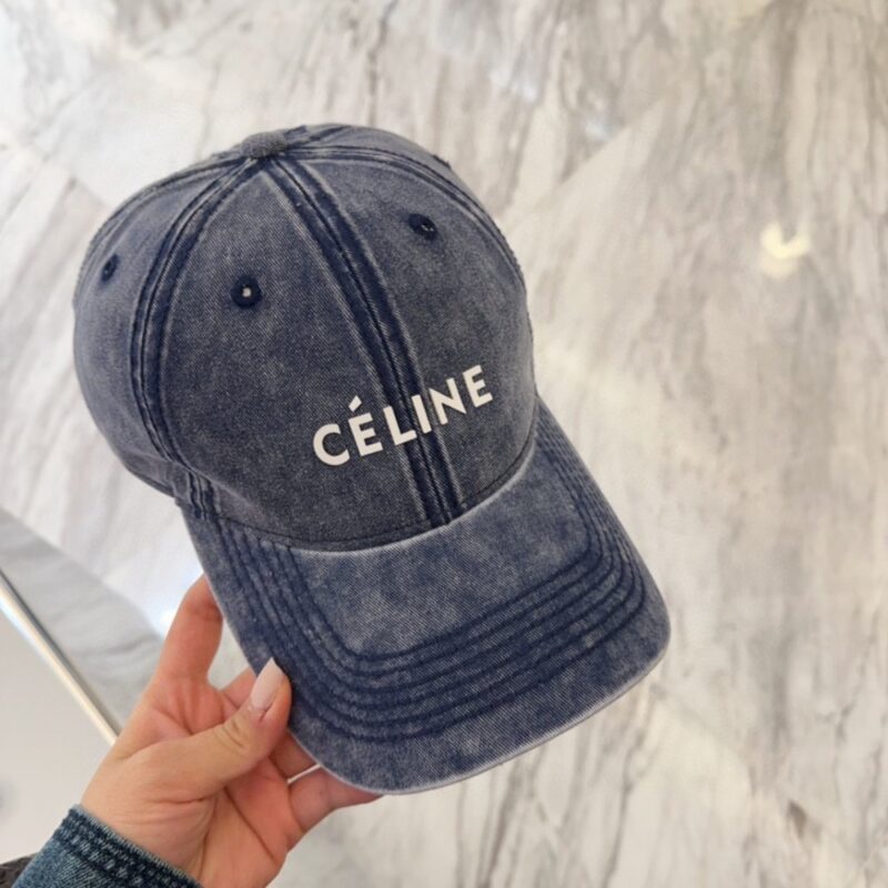 【AT11959】高級なCelineデニムブルー ベースボールキャップ | Céline