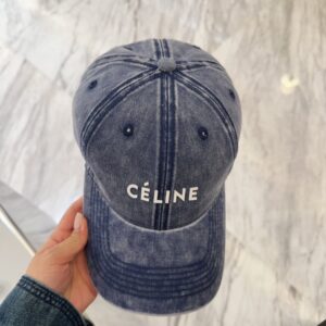 【AT11959】高級なCelineデニムブルー ベースボールキャップ | Céline