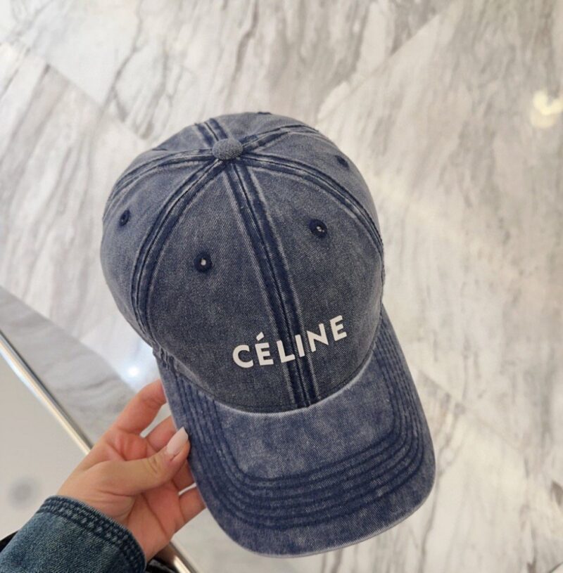 【AT11959】高級なCelineデニムブルー ベースボールキャップ | Céline