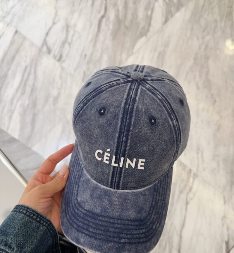 【AT11959】高級なCelineデニムブルー ベースボールキャップ | Céline