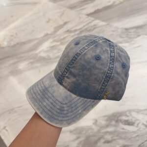 【AT11965】YSLサンローラン　水洗いデニム風　高級刺繍キャップ | Saint Laurent Paris
