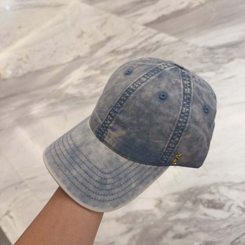 【AT11965】YSLサンローラン　水洗いデニム風　高級刺繍キャップ | Saint Laurent Paris