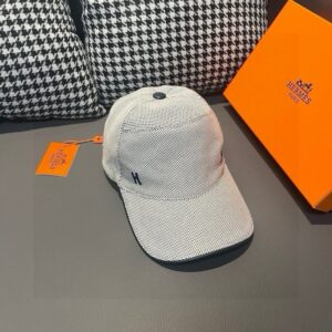 【AT11974】ラグジュアリーブランド H ロゴ付き キャンバス生地 ベースボールキャップ | Hermes