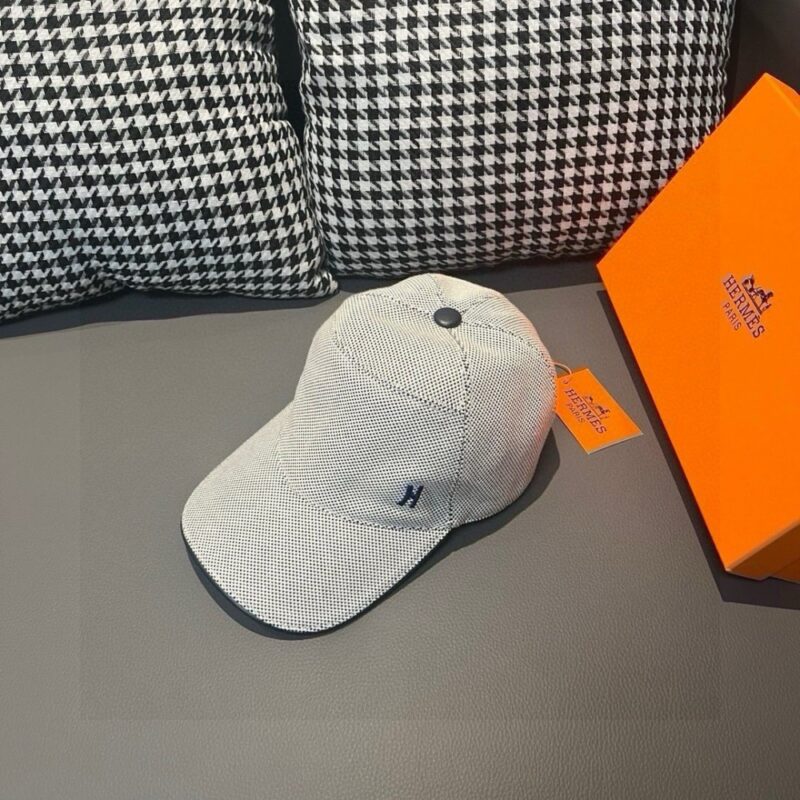 【AT11974】ラグジュアリーブランド H ロゴ付き キャンバス生地 ベースボールキャップ | Hermes