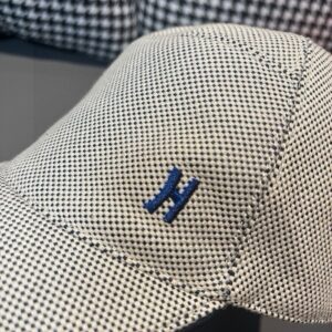 【AT11974】ラグジュアリーブランド H ロゴ付き キャンバス生地 ベースボールキャップ | Hermes