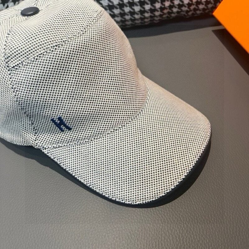 【AT11974】ラグジュアリーブランド H ロゴ付き キャンバス生地 ベースボールキャップ | Hermes