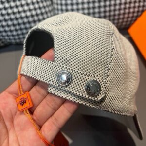 【AT11974】ラグジュアリーブランド H ロゴ付き キャンバス生地 ベースボールキャップ | Hermes