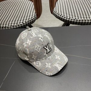 【AT12030】ルイヴィトンLVロゴ刺繍入りグレー野球帽、2025年春夏新作 | Louis Vuitton Malletier